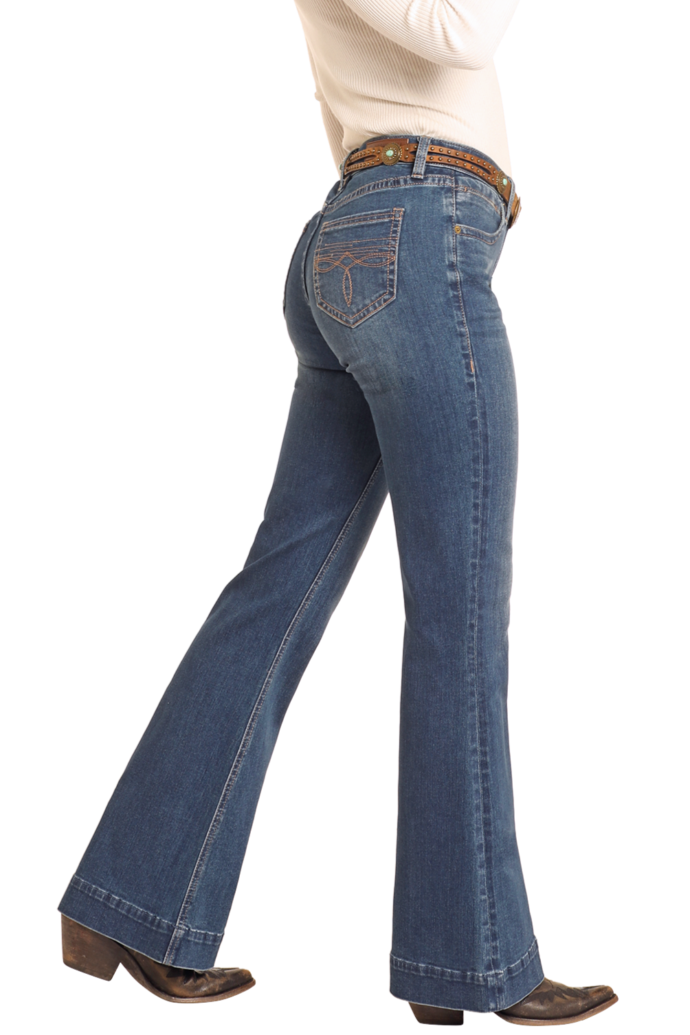 Rock & Roll Denim Women's Boot Stitch Pocket Trouser Jean