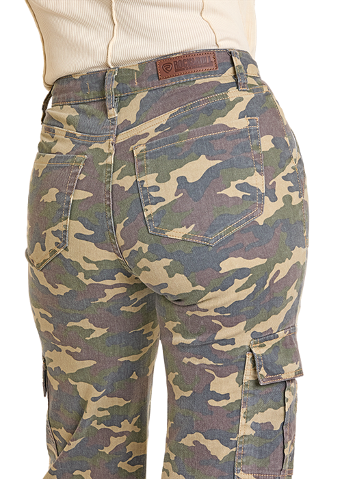 Rock & Roll Women's Camo Cargo Relaxed Wide Leg Pants