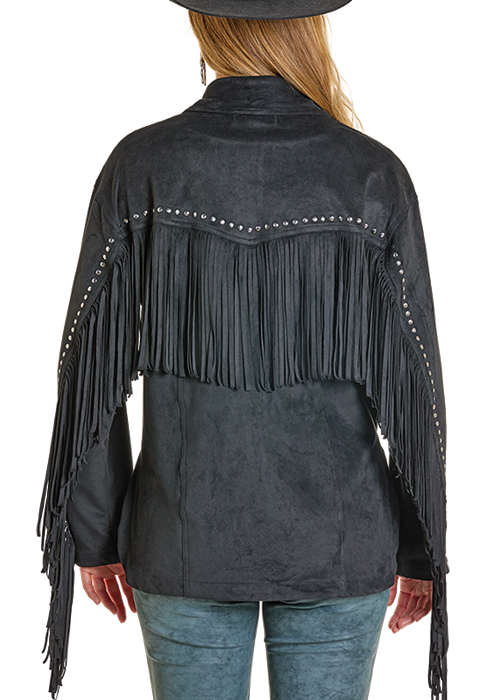 Rock & Roll Denim Microsuede Fringe Jacket
