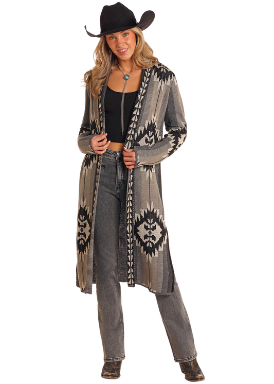 Rock & Roll Denim Charcoal Aztec Duster