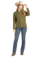 Rock & Roll Velvet Button-Down Blouse in Olive
