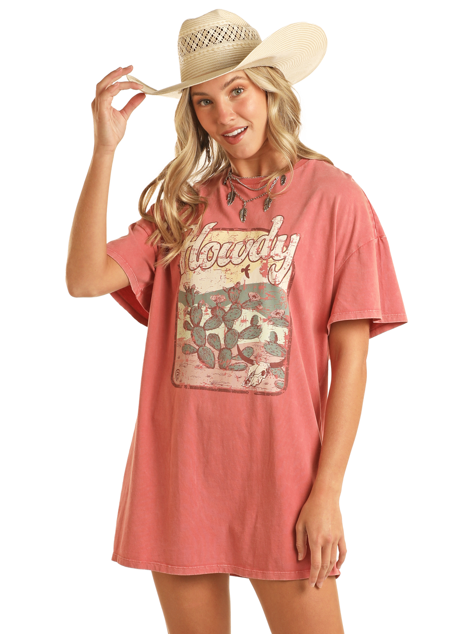 Rock & Roll Cowgirl Howdy Graphic T-Shirt Dress