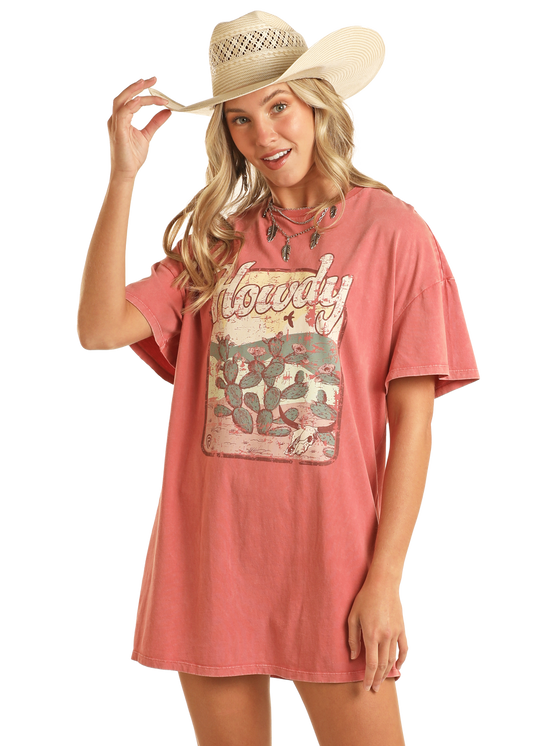 Rock & Roll Cowgirl Howdy Graphic T-Shirt Dress
