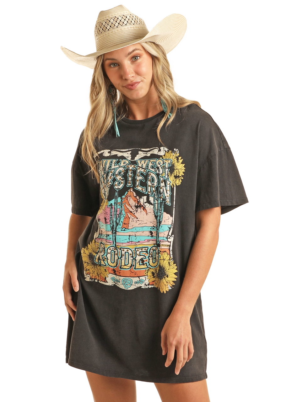 Rock & Roll Denim Wild West Graphic T-Shirt Dress