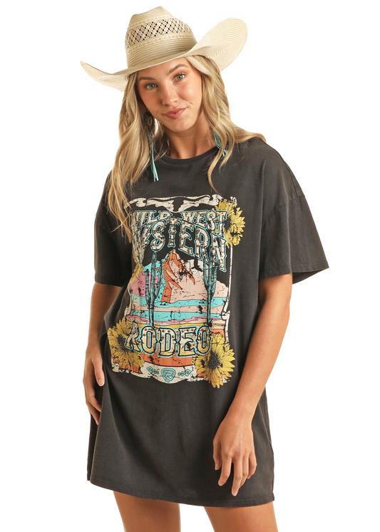 Rock & Roll Denim Wild West Graphic T-Shirt Dress