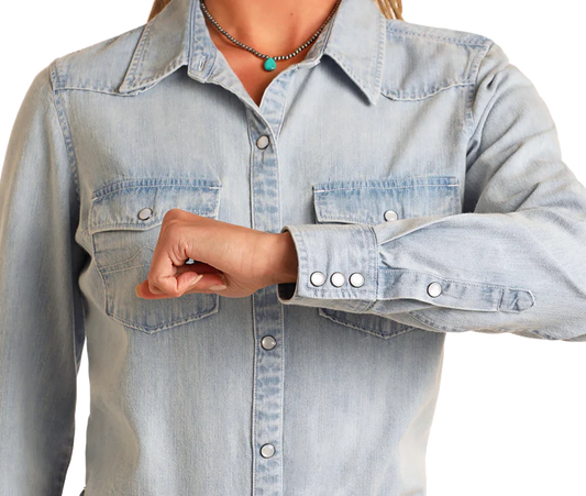 Rock & Roll Denim Women's Denim Long Sleeve Snap Shirt