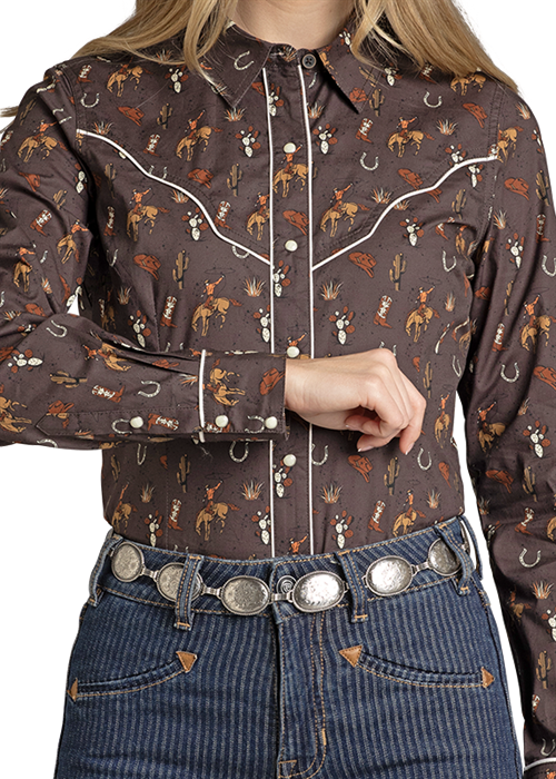 Rock & Roll Western Conversation Print Western Snap Shirt