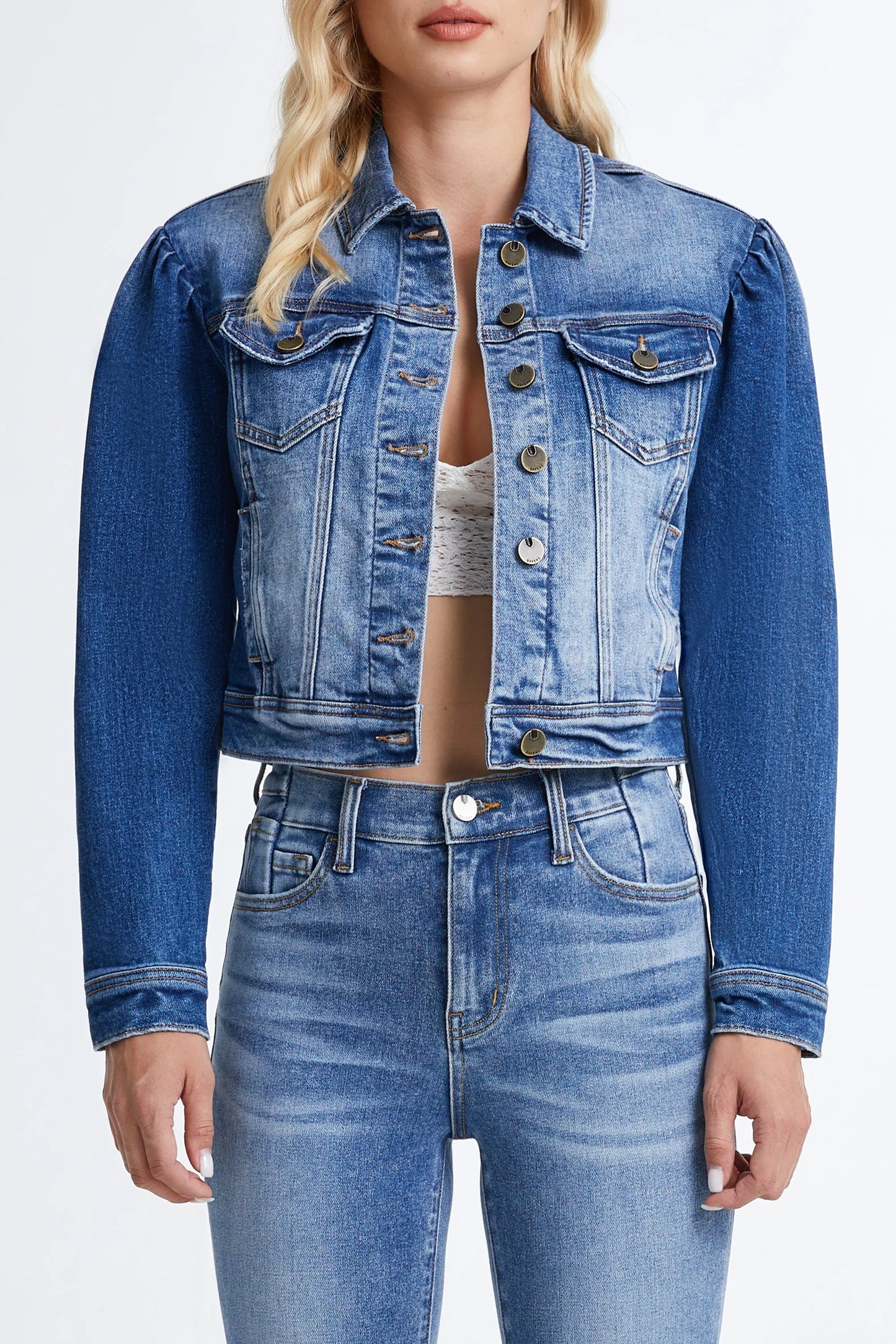 Bayeas Puffy Sleeve Denim Jacket