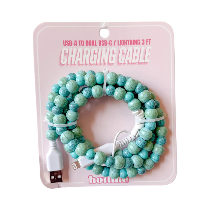 Turquoise Mix Beaded Charging Cable
