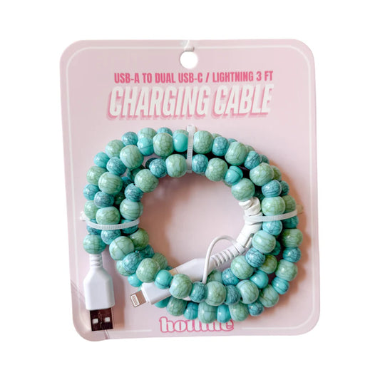 Turquoise Mix Beaded Charging Cable