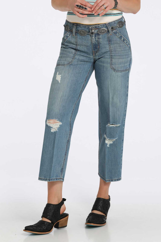Cruel Girl Hannah Crop Jean in Medium Stone