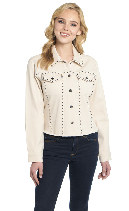 Cripple Creek Women's Studded Unlined Pebblebrook Jacket with Raw Edge