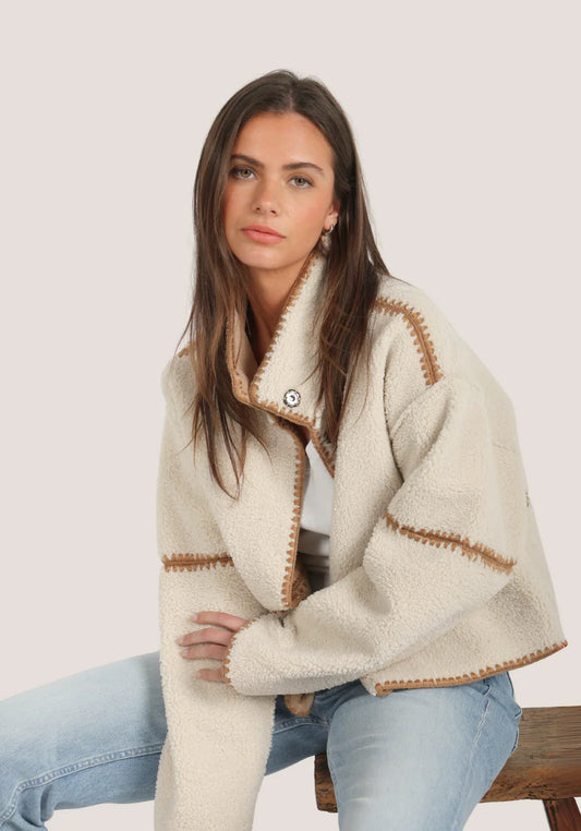 Dylan Casey Stitched Reversible Jacket in Teddy Brown