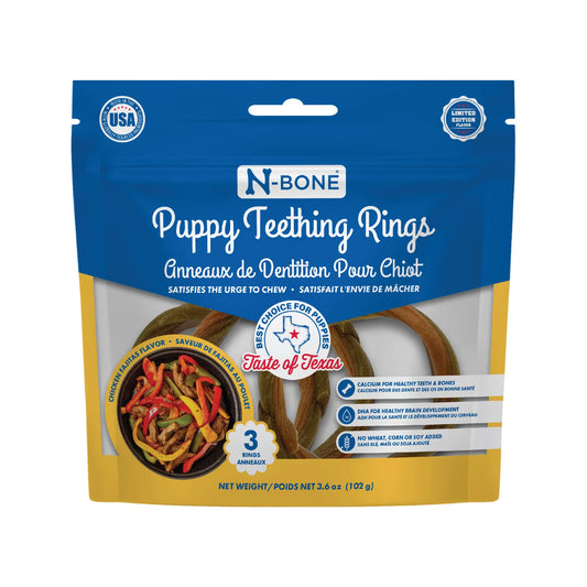 N-Bone Puppy Teething Rings Taste of Texas-Chicken Fajitas Flavor
