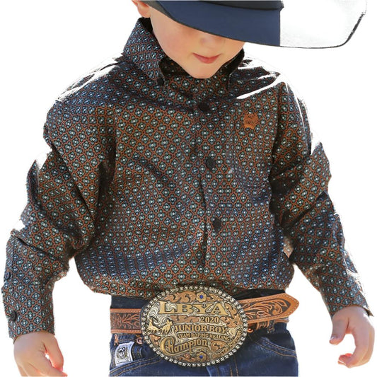 Cinch Boys Brown Geometric Western Shirt