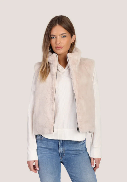 Dylan Classic Fur Vest in Ecru