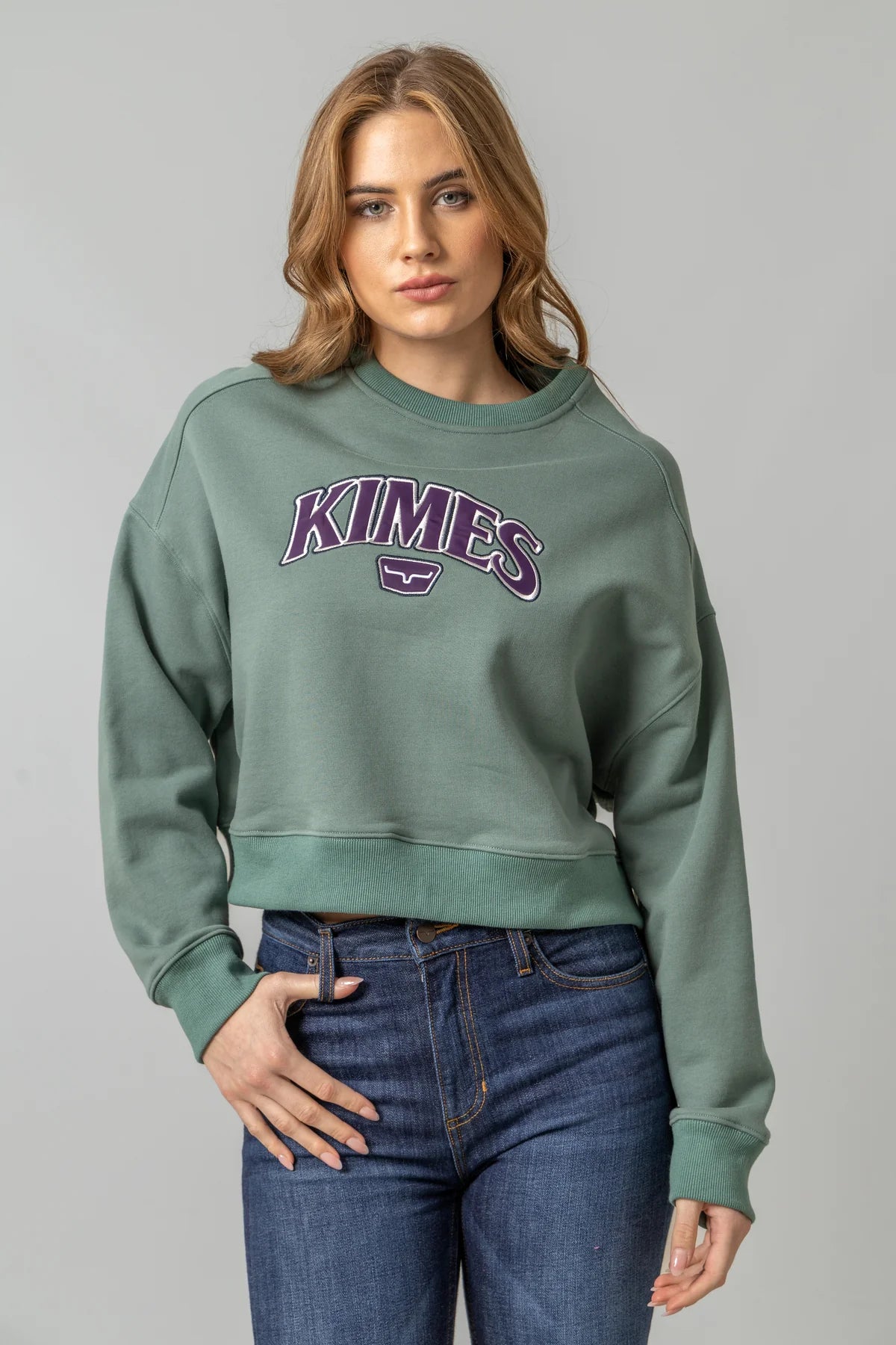 Kimes Ranch Womens Pine Colfax Crew Cropped Sweatshirt