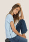 Dylan Crew with Contrast Stitch in Denim/ Navy