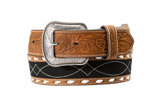 3D Black and Brown Roughout Inlay Belt
