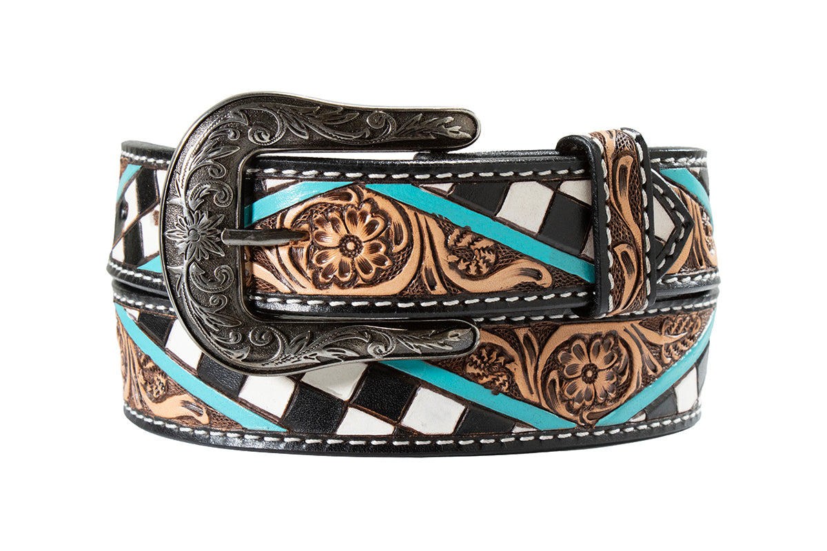 Angel Ranch 1 1/2" Checkerboard & Turquoise Belt
