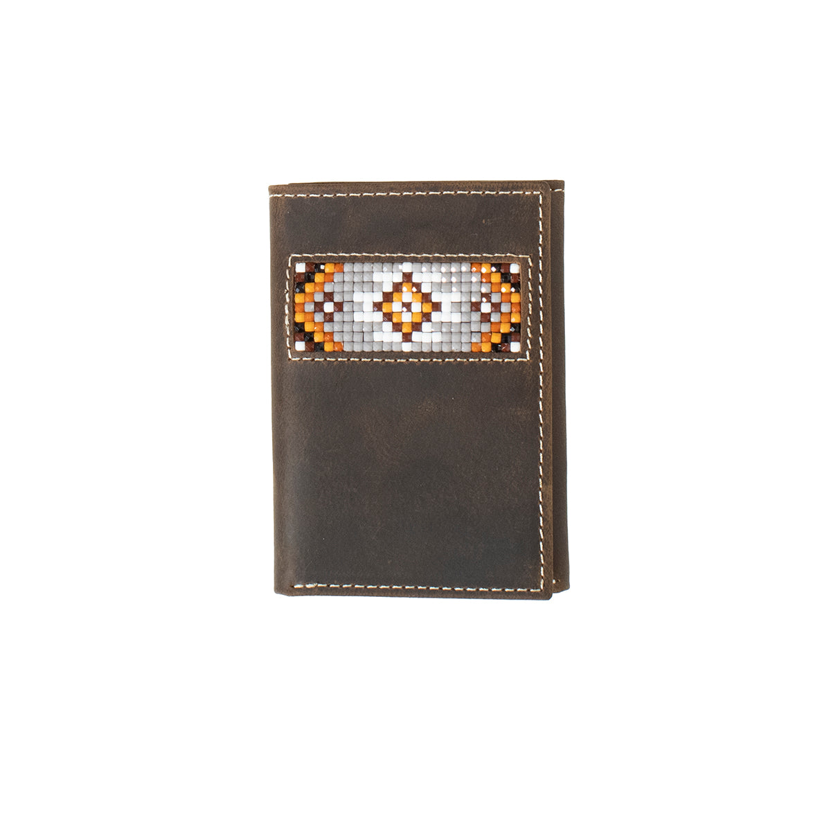 3D Brown Southwestern Diamond Trifold Wallet