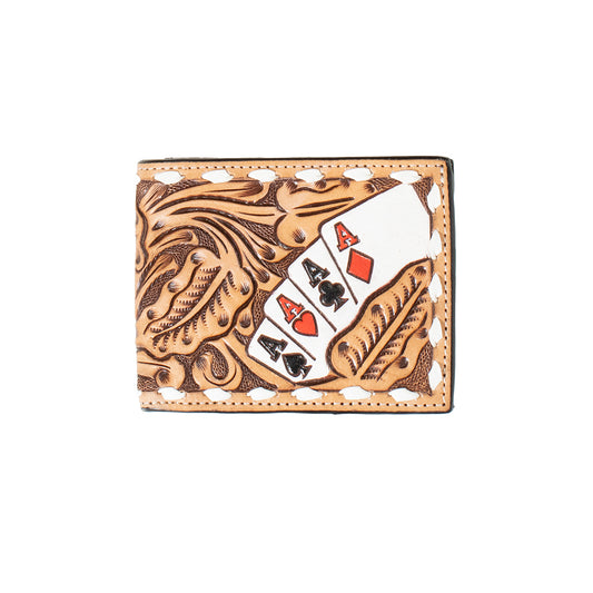 3D Mens Hand Painted Ace Cards Bifold Wallet