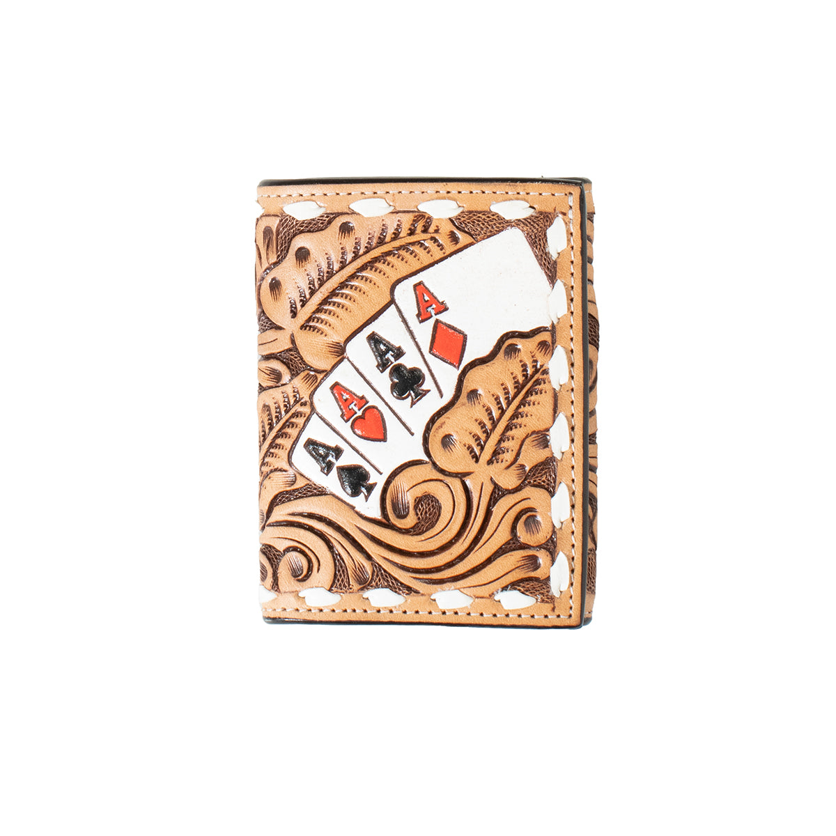 3D Mens Hand Painted Ace Cards Trifold Wallet
