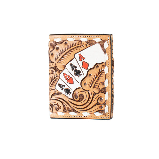 3D Mens Hand Painted Ace Cards Trifold Wallet