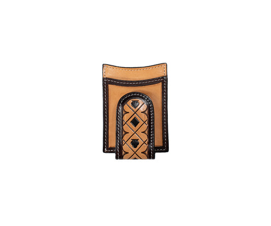 3D Brown Card Suits Money Clip Wallet