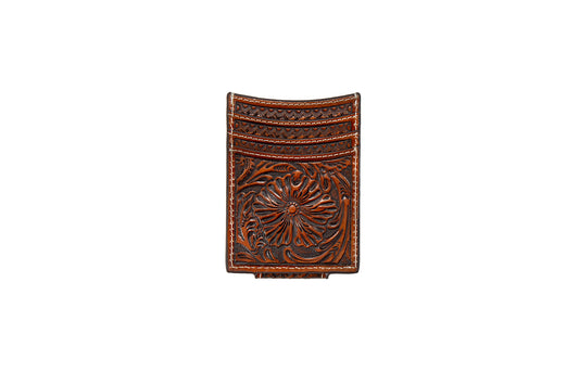 3D Tan Basket Weave Overlay Money Clip Wallet