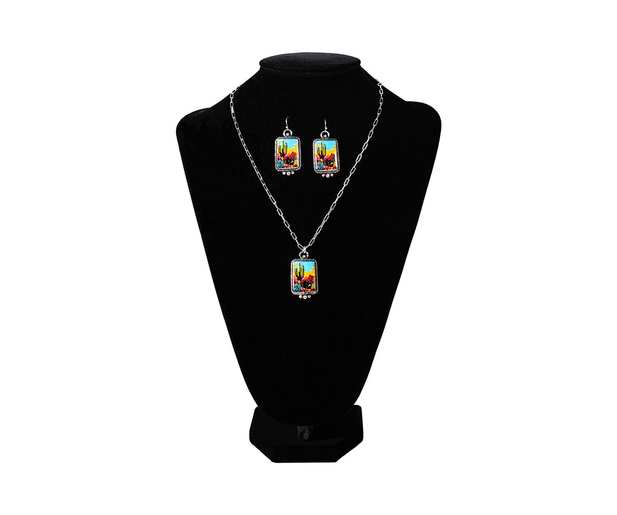 Silver Strike Desert Sunset Necklace and Earring Set