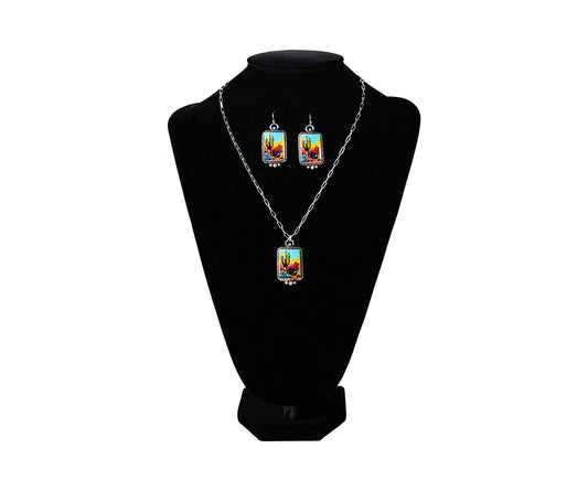 Silver Strike Desert Sunset Necklace and Earring Set
