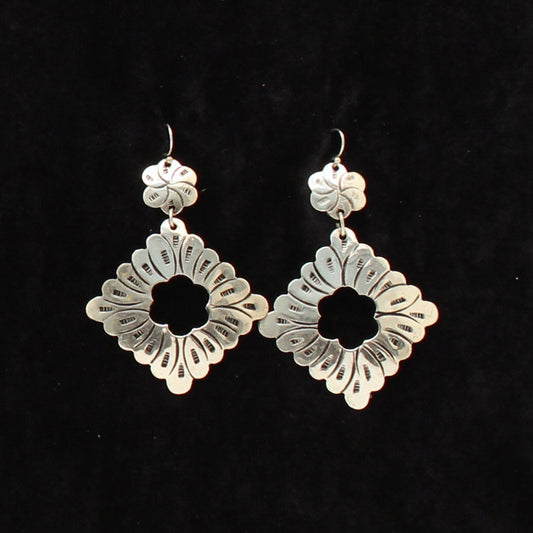Silver Strike Silver Floral Square Earrings