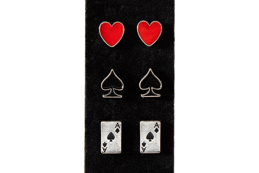 Silver Strike 3-piece Card Suit Earrings