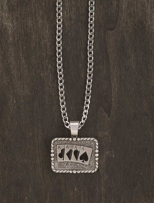 Silver Strike 24" Rope Edge Aces Necklace