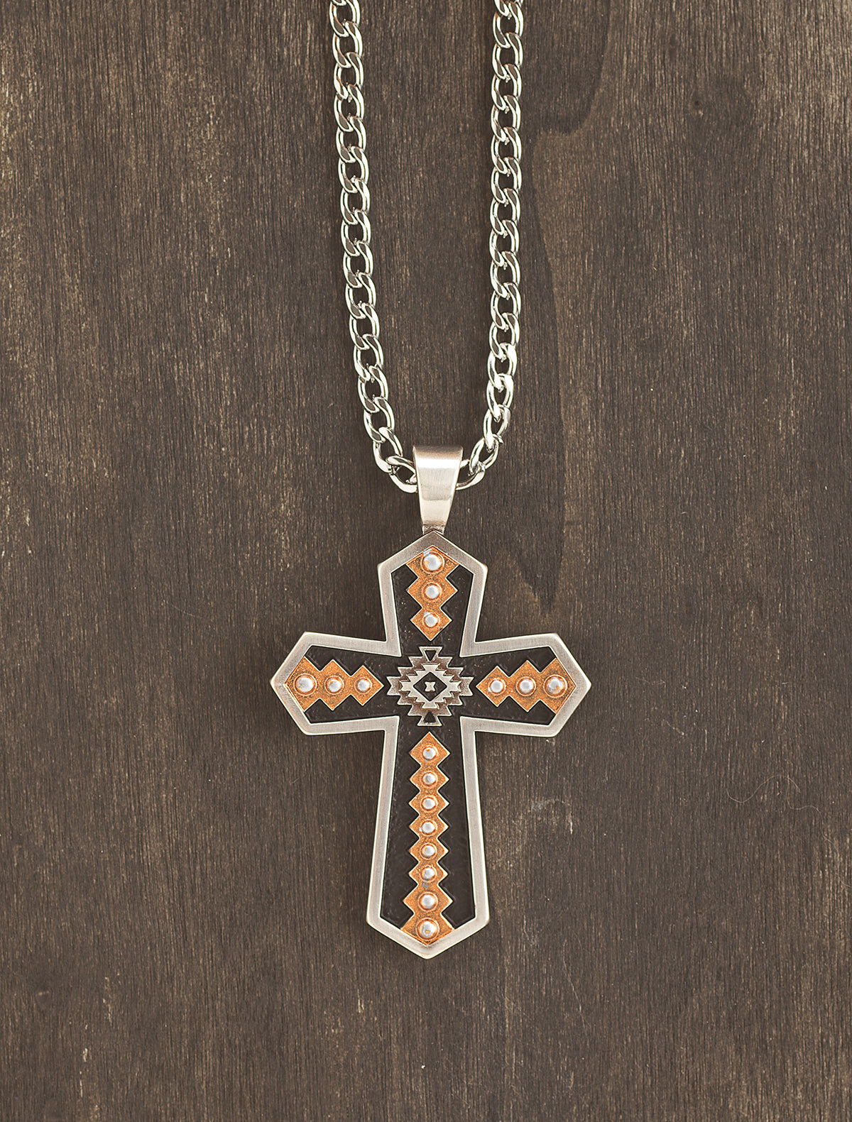 Silver Strike 24" Southwestern Cross Necklace