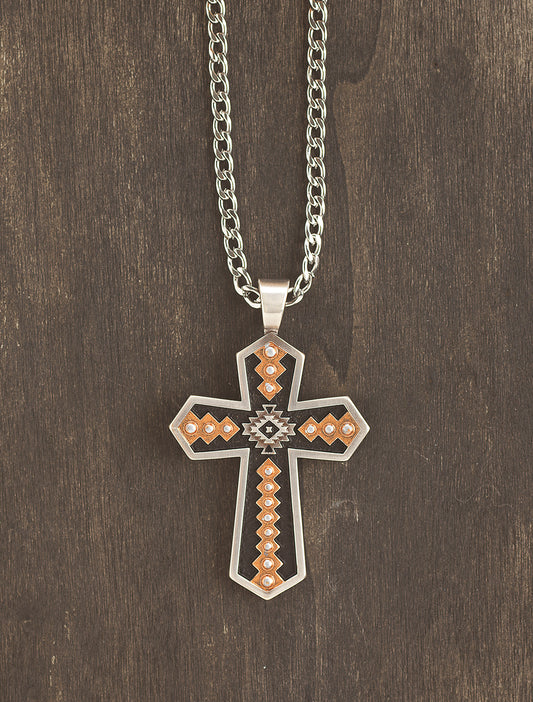 Silver Strike 24" Southwestern Cross Necklace