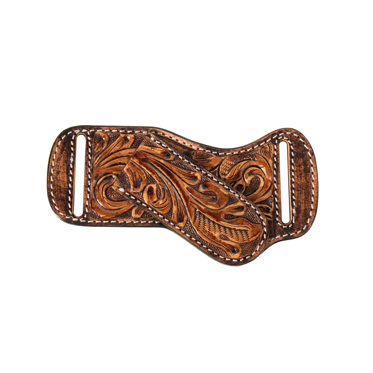 3D Brown Hand Tooled Horizontal Pancake Knife Sheath