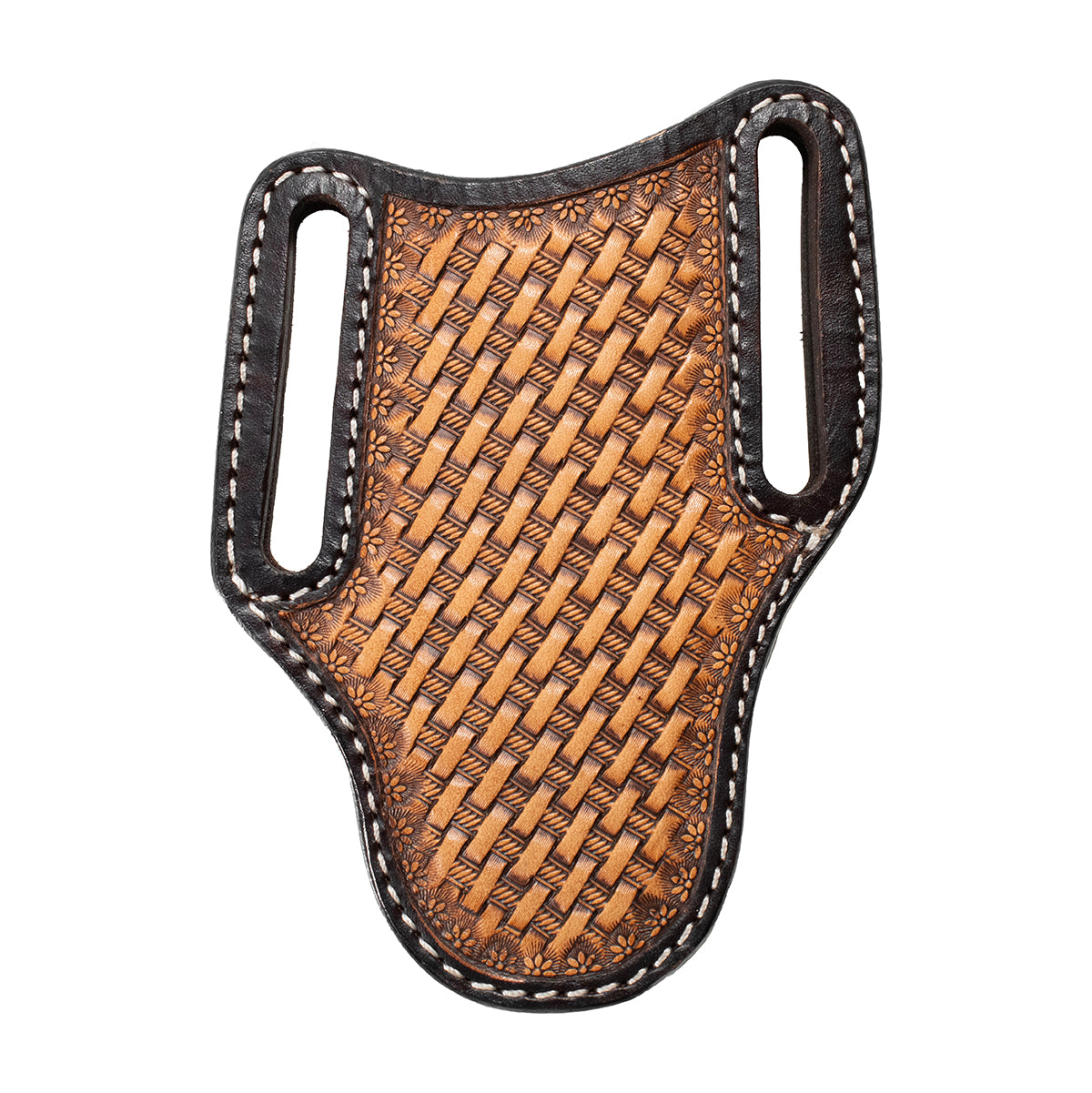 3D Brown Basket Weave Pancake Style Knife Sheath