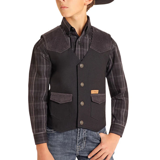 Powder River Boy's Black Rodeo Vest