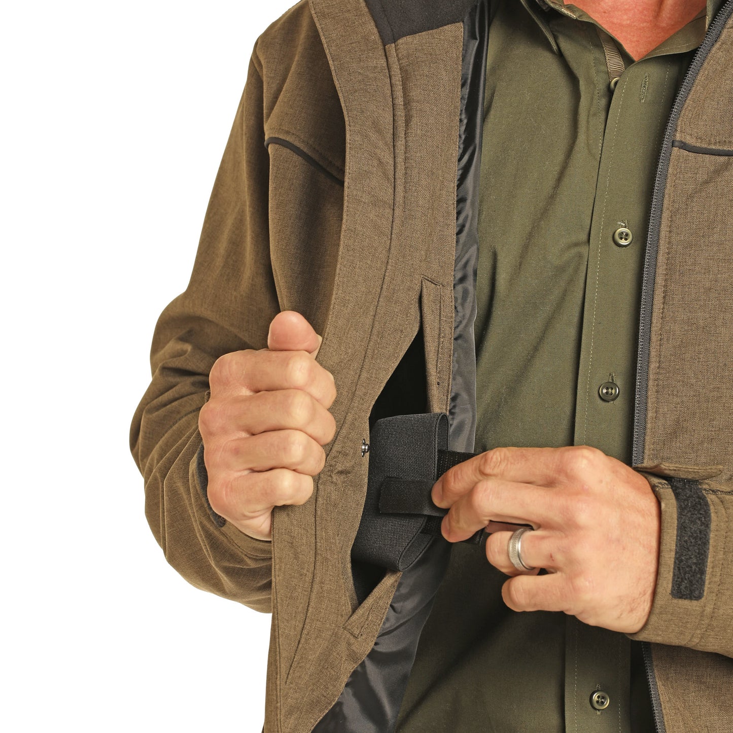 Rock & Roll Denim Powder River Concealed Carry Rodeo Jacket in Olive