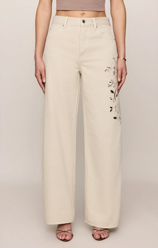 Z Supply The Show Off Denim High Rise Bowed in Soapstone