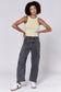 Dear John Lasso High Rise Cropped Baggy Fit Pants in Charcoal