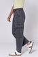 Dear John Lasso High Rise Cropped Baggy Fit Pants in Charcoal