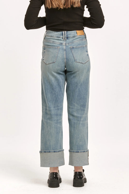 Dear John Denim Holly Super High Rise Cuffed Straight Jeans in Pioneer Valley