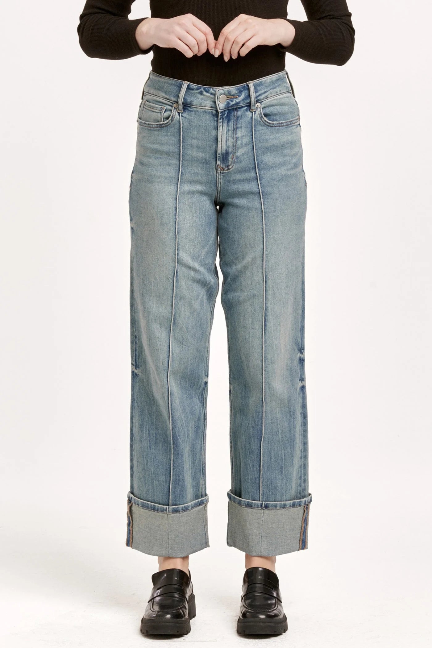 Dear John Denim Holly Super High Rise Cuffed Straight Jeans in Pioneer Valley