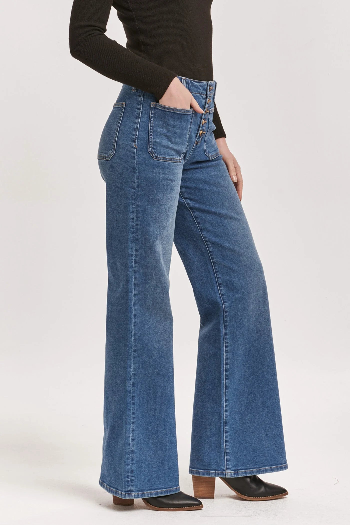 Dear John Denim James High Rise Wide Leg Jeans in Toliver