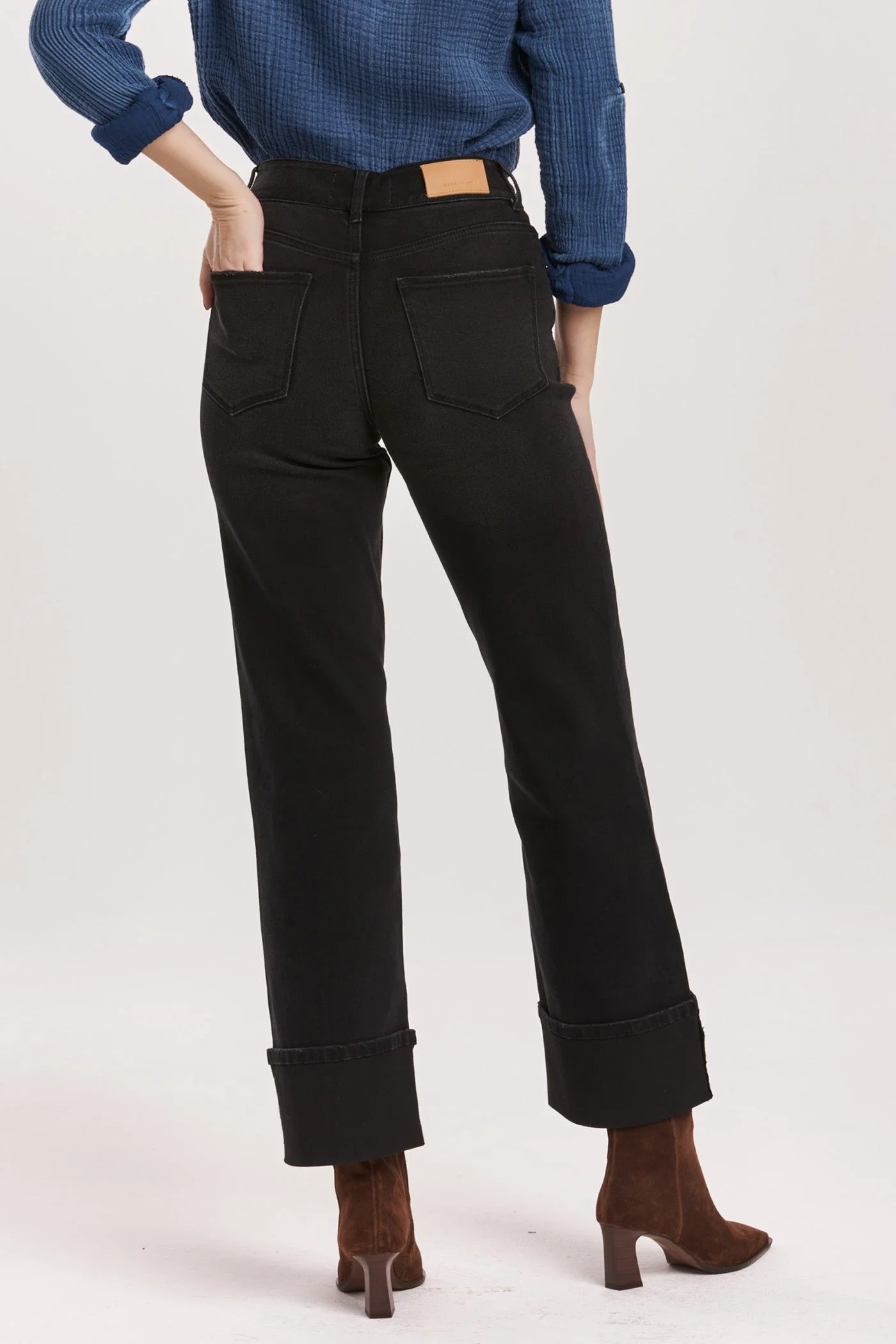 Dear John Denim Holly Super High Rise Cuffed Straight Jean in Jet Set