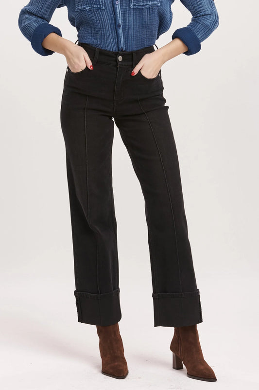 Dear John Denim Holly Super High Rise Cuffed Straight Jean in Jet Set