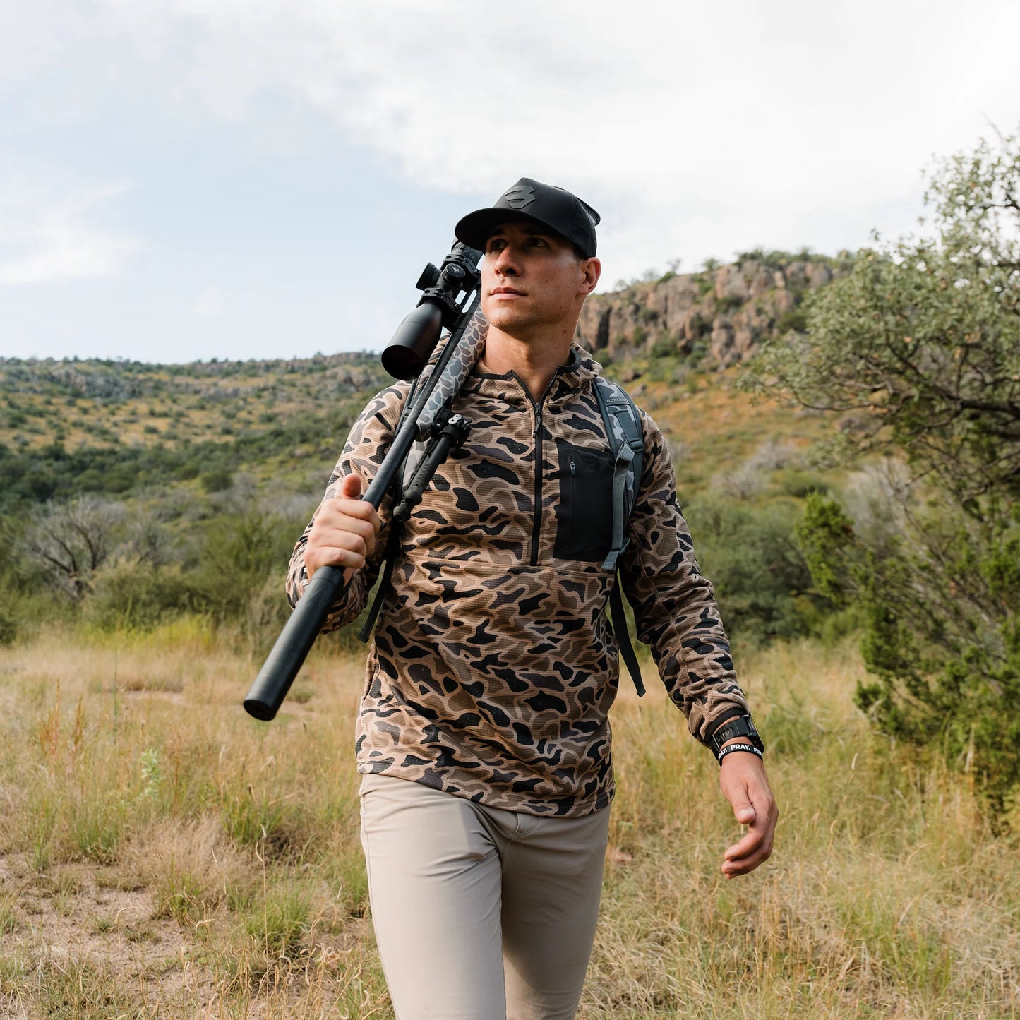 Burlebo Blaze Tech Quarter Zip in Gauge Camo
